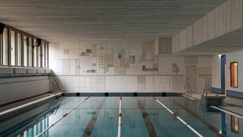 Swimming pool mural by Folkform