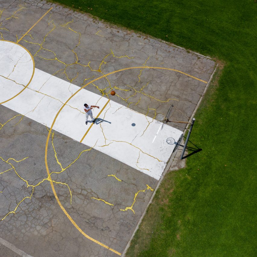 Victor Solomon mends dilapidated LA basketball court using Japanese art of Kintsugi