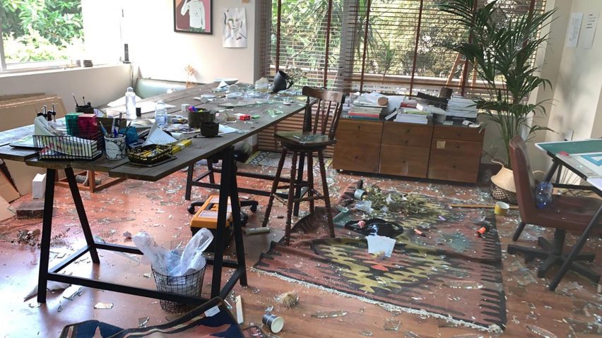 Paola Sakr's studio after the Beirut explosion