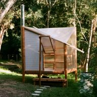 Studio Rain erects translucent flat-pack sauna on banks of Yarra River