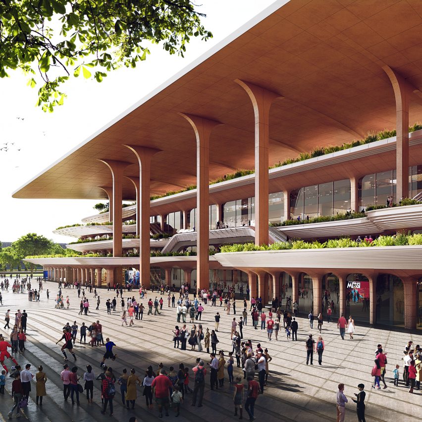 Green terraces of the Xi'an International Football Center by Zaha Hadid Architects