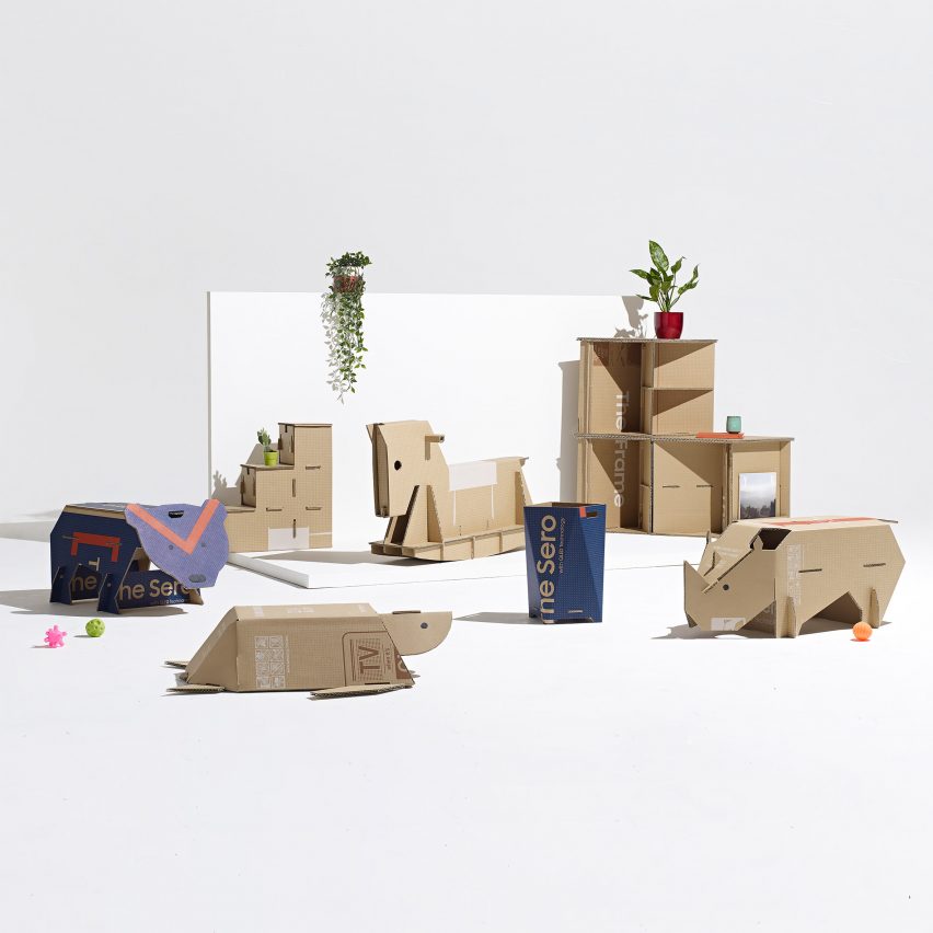 Dezeen x Samsung Out of the Box finalist designs made from repurposed cardboard boxes
