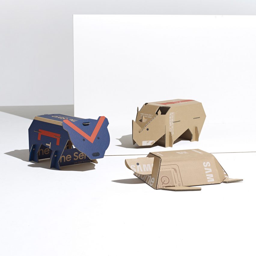 Endangered Animals toys made from repurposed Samsung TV cardboard boxes