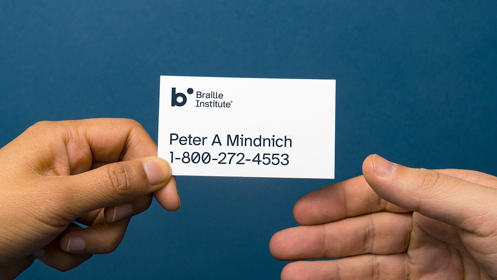 Atkinson Hyperlegible typeface for visually impaired on Braille Institute business card