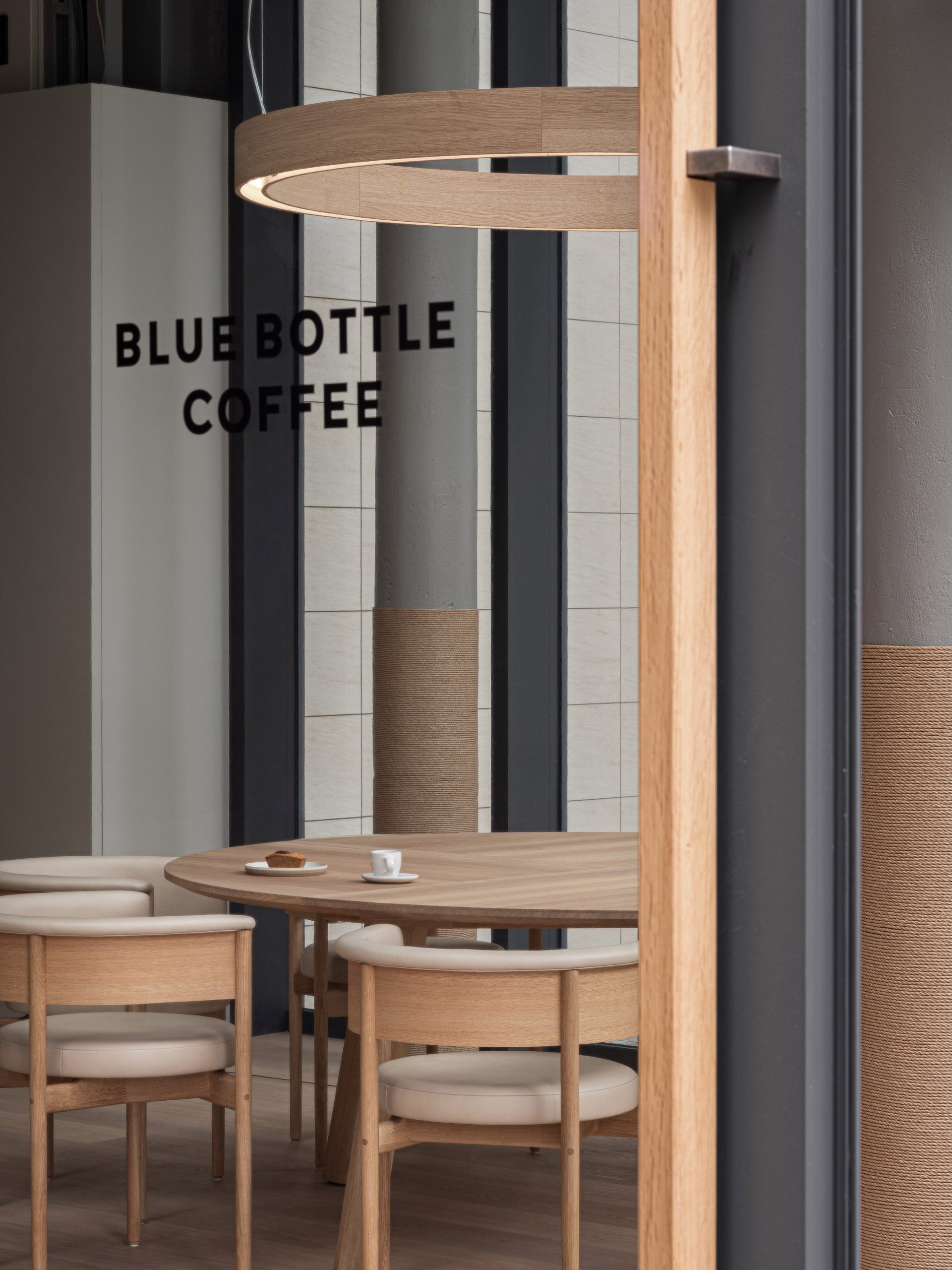 Interior of Blue Bottle Coffee cafe in Minatomirai