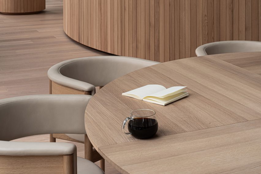 Blue Bottle Coffee cafe in Minatomirai includes chairs designed by Norm Architects