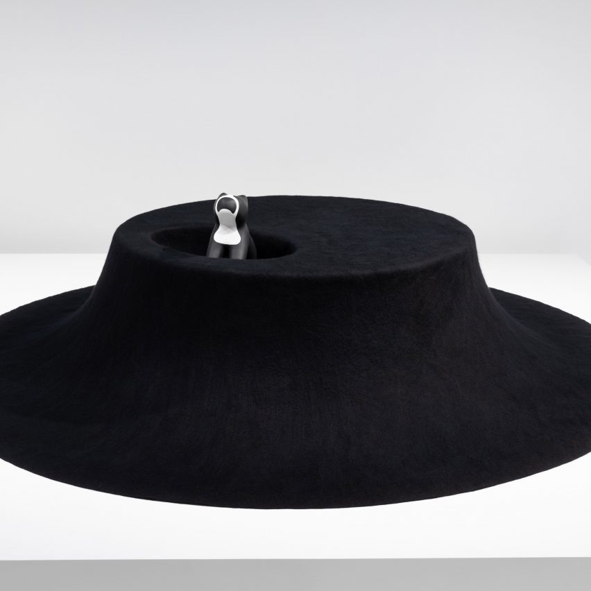 I See You black felt table by Asif Khan for Archtecture for Dogs at Japan House London