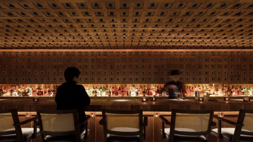 Beetles cover the walls and ceiling of J Boroski bar in Shanghai by Atelier XY