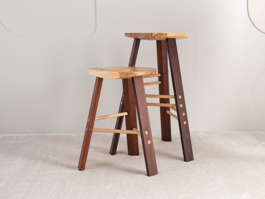 The cable shop stool from Jan Hendzel Studio's collection made using British hardwood