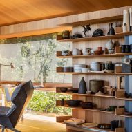 Sculptures displayed in study in Kew Residence by John Wardle Architects in Melbourne, Australia