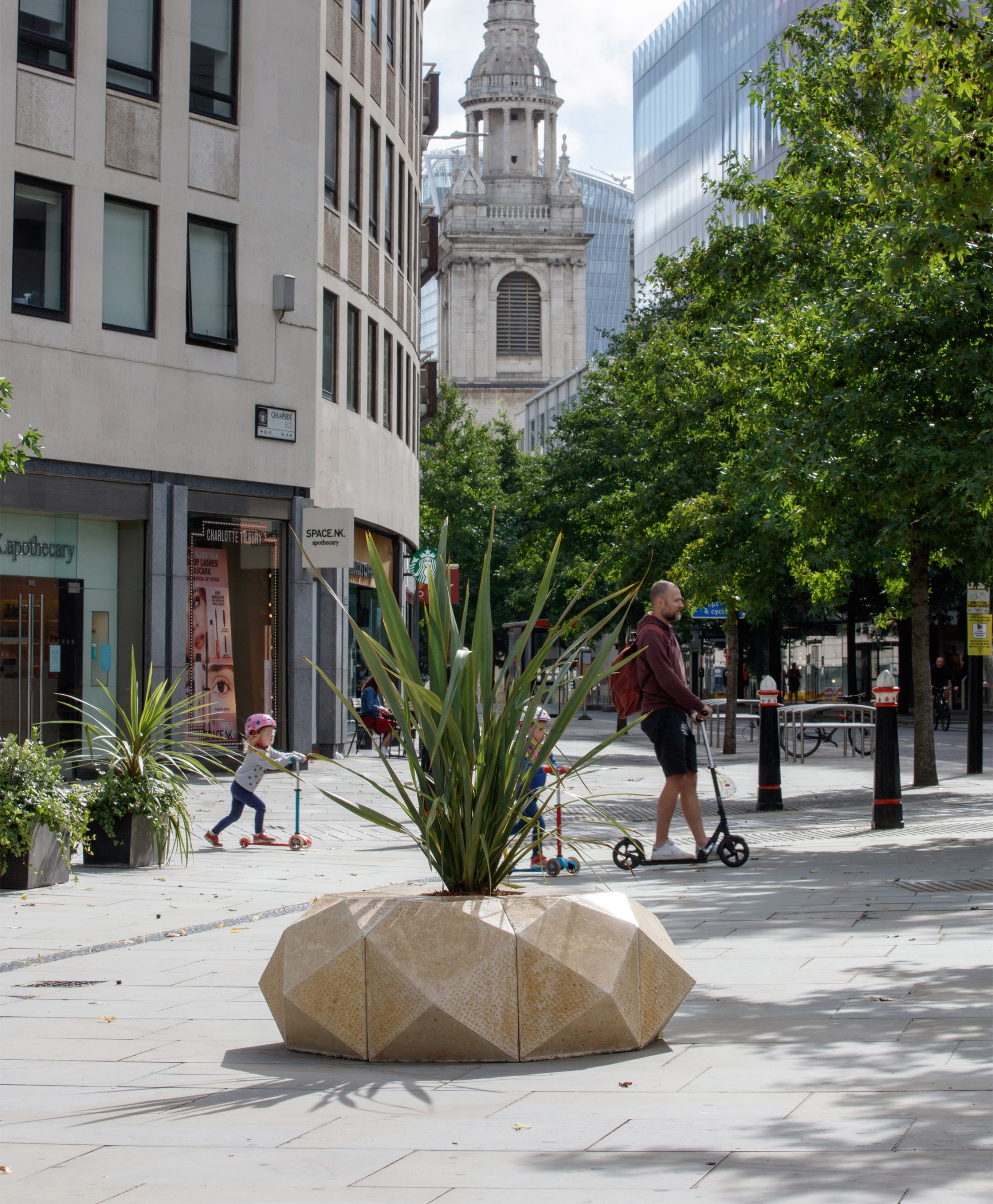 A Pineapple for London bench by Hugh Diamond, Archie Cantwell and Cameron Clarke