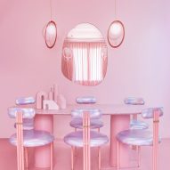 Dining room of Minimal Fantasy, a pink apartment in Madrid