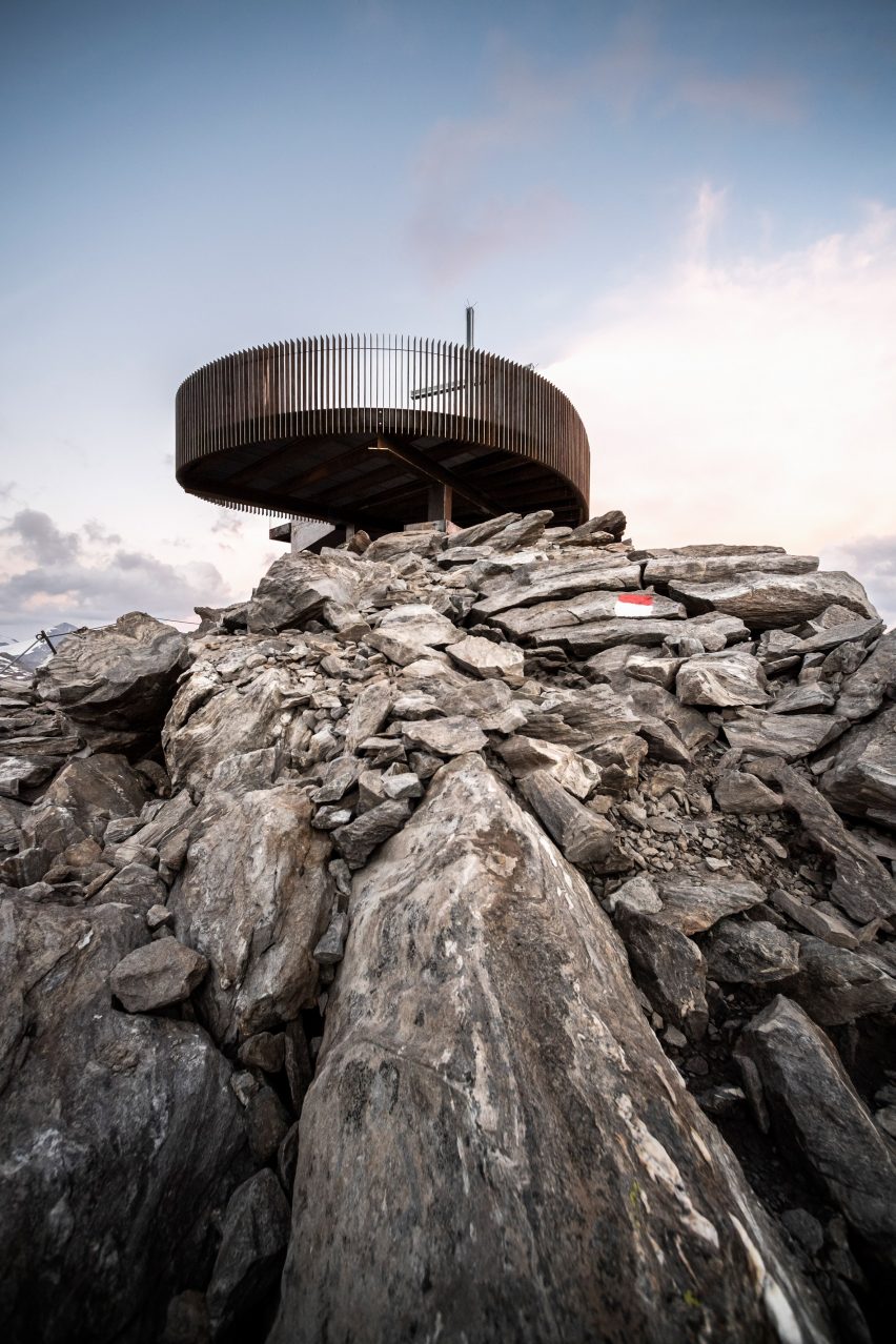 Otzi Peak 3251m is made from weathering steel