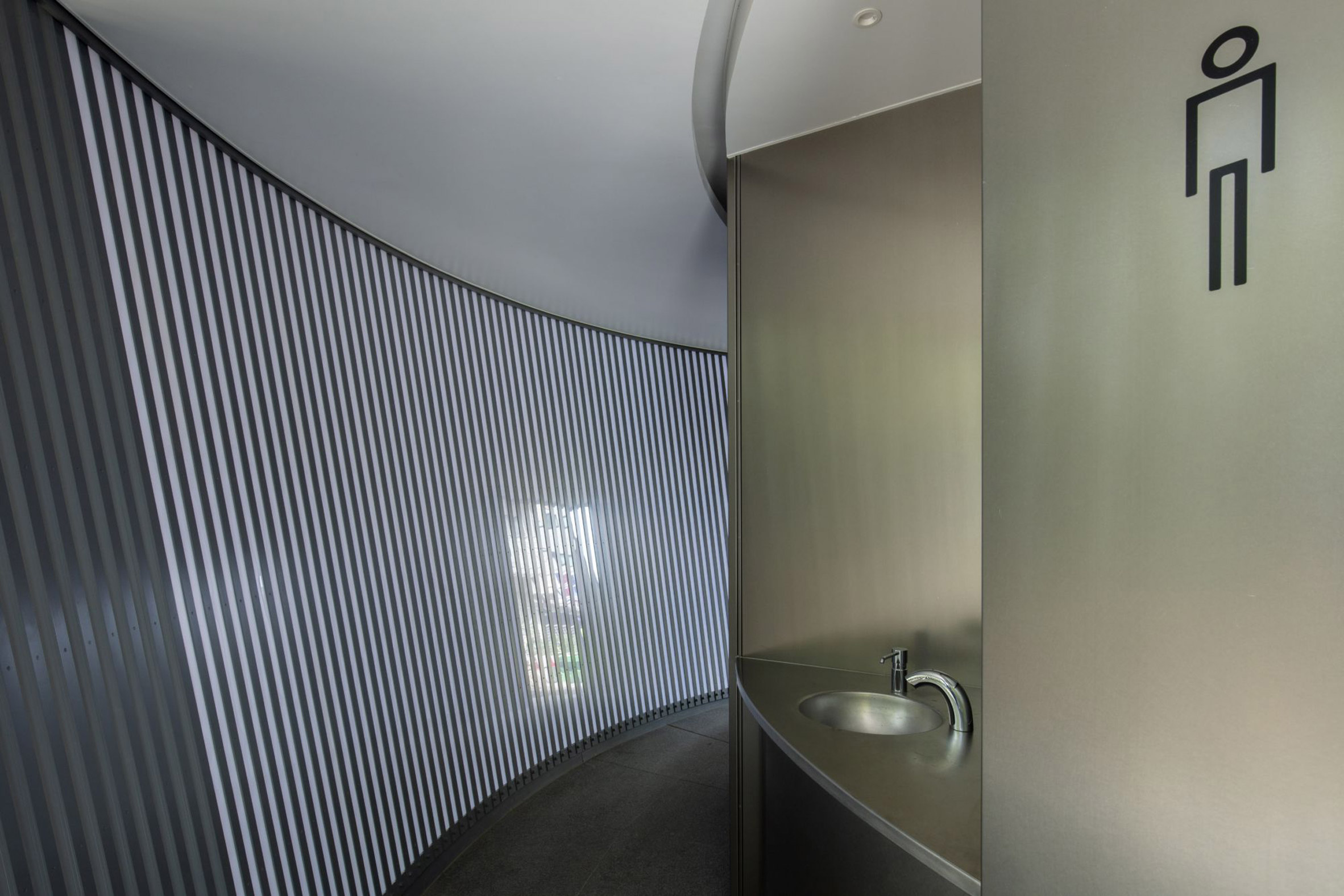 Sink at Tadao Ando's toilet in Jingu-Dori Park, Tokyo