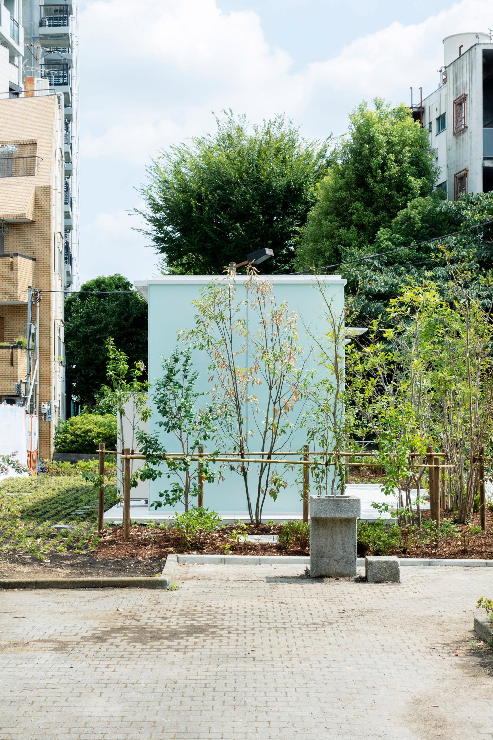 Takenosuke Sakakura's toilets made from green frosted glass