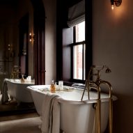 Bathrooms inside The Maker Hotel in Hudson, New York
