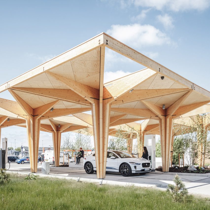 Electric car charging stations in Fredericia and Knudshove by Cobe