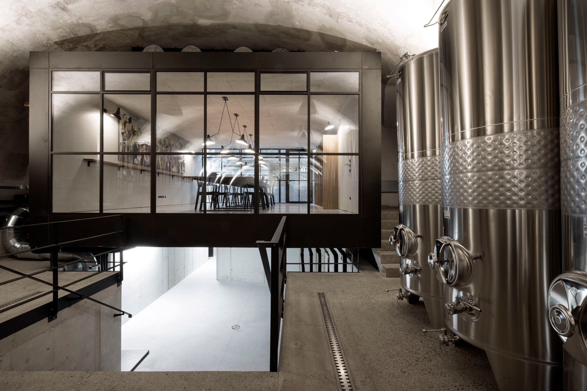 Clemens Strobl winery by Destilat features greyscale interiors