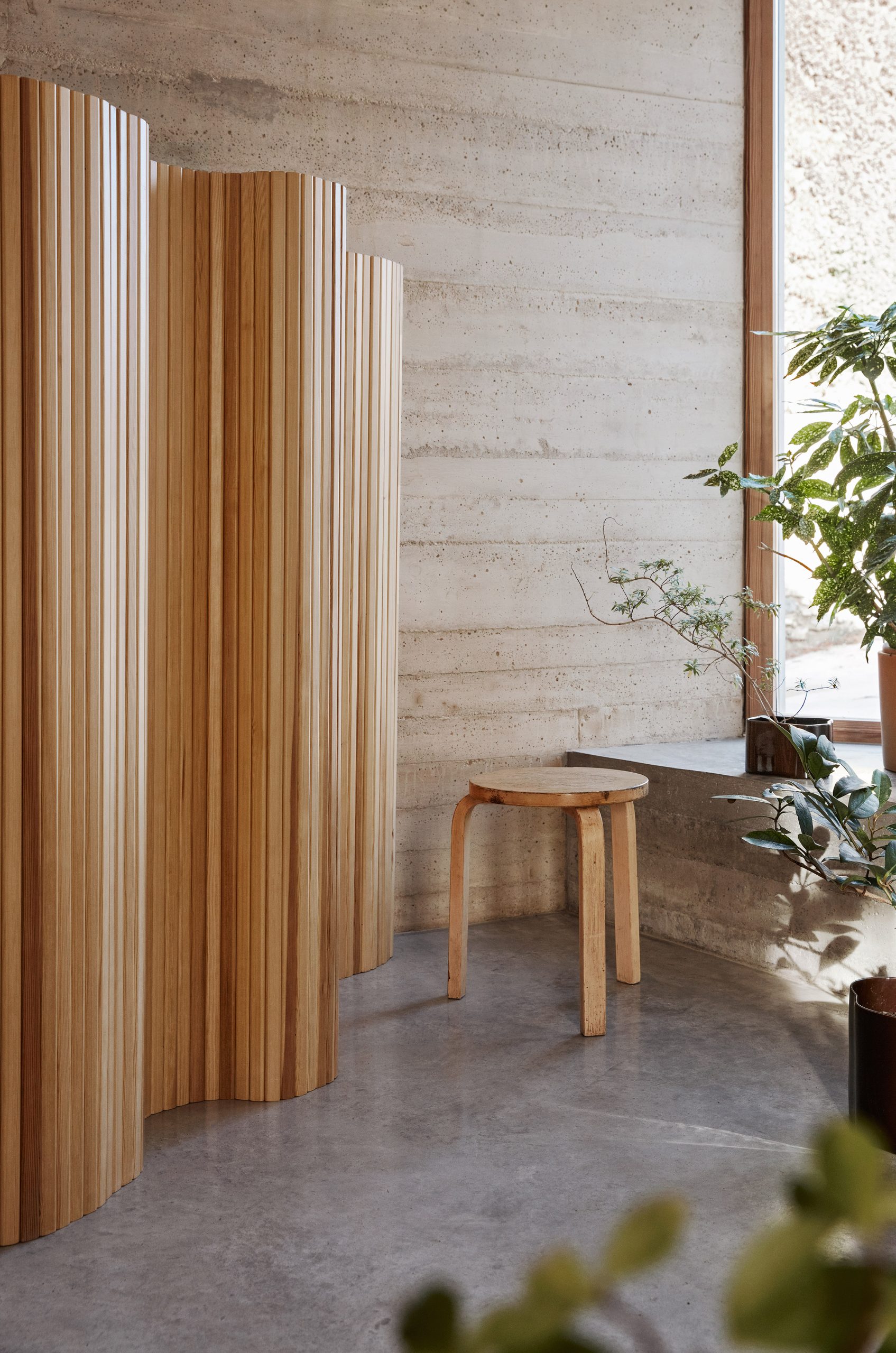 Finnish Design Shop wooden screen and stool