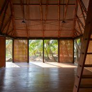 Bamboo roof of Mumbai Artist Retreat by Architecture Brio in Alibag, India