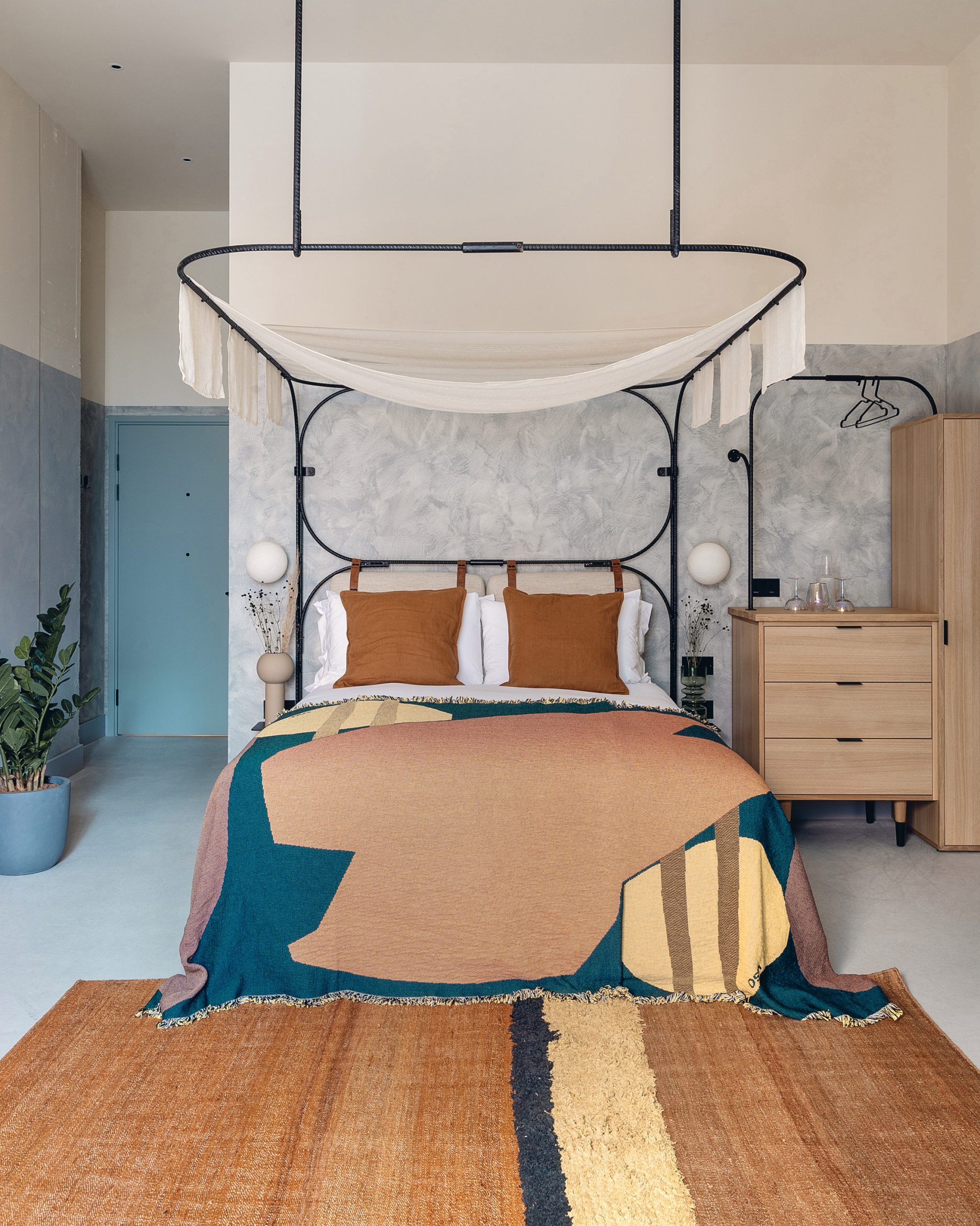 Guest bedrooms of London's Bermonds Locke hotel designed by Holloway Li