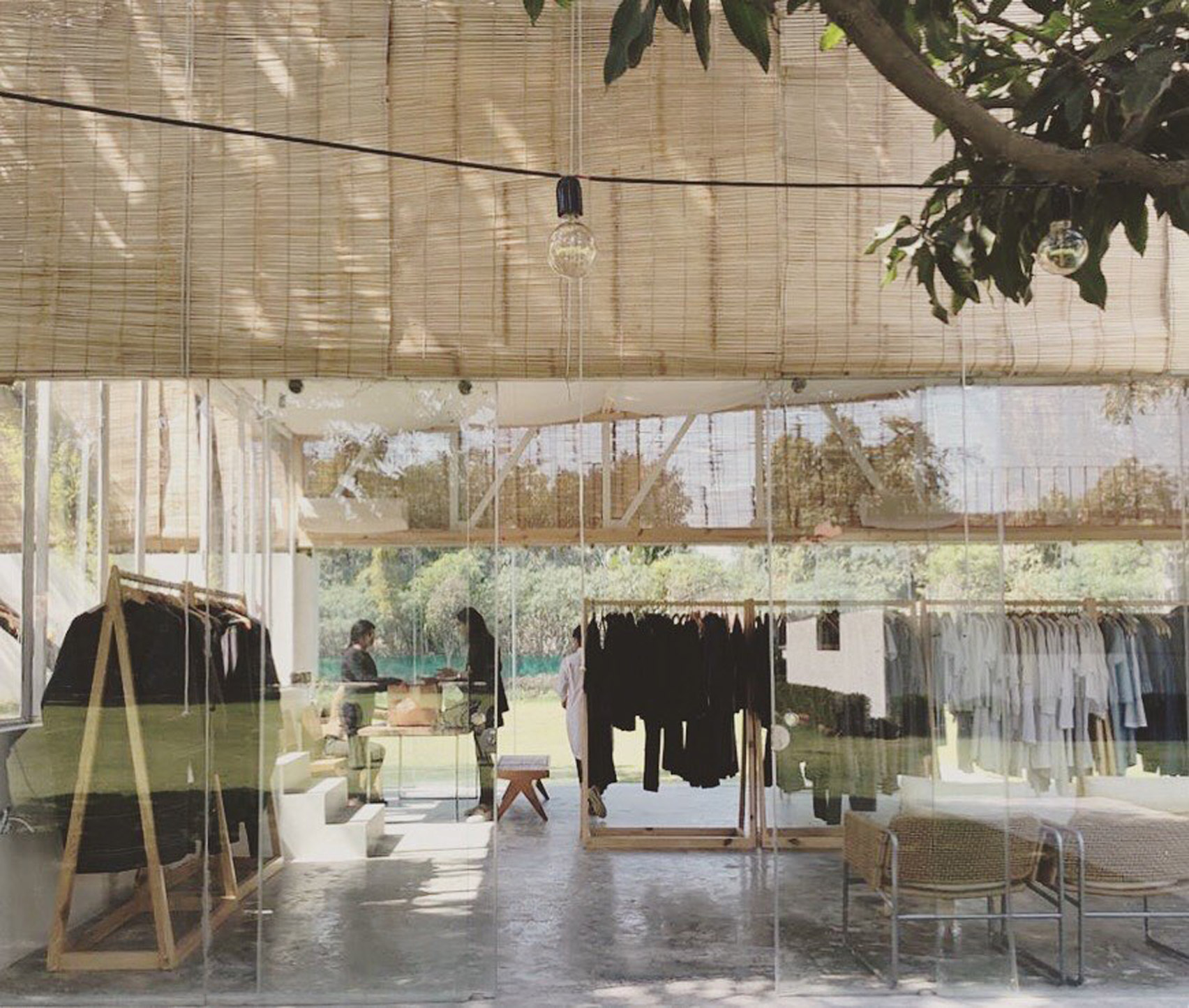 Bamboo screens cover Bodice flagship in New Delhi