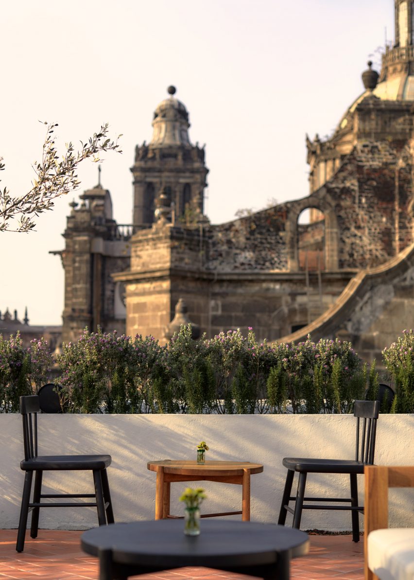 Roof terrace of Circulo Mexicano hotel in Mexico City by Ambrosi Etchegaray