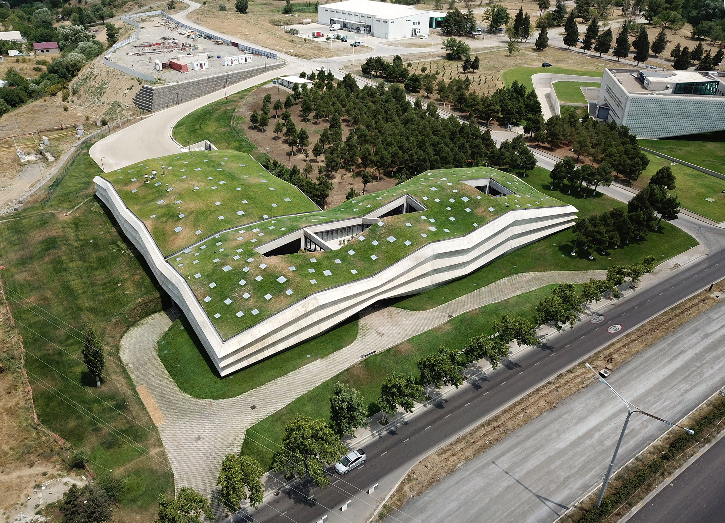 Green roof of Coffee Production Plant by Giorgi Khmaladze Architects