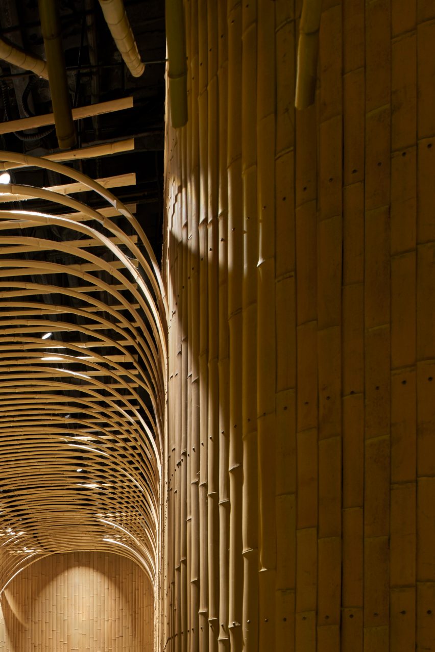 Bamboo ceiling features inside Dongshang bar