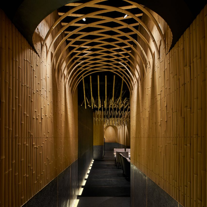 Imafuku Architects completes Dongshang bar in Beijing with bamboo surfaces