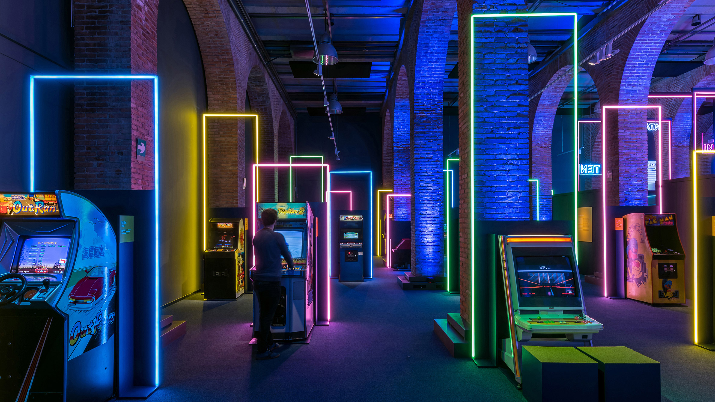 LED frames in Game On's exhibition design by Smart & Green Design