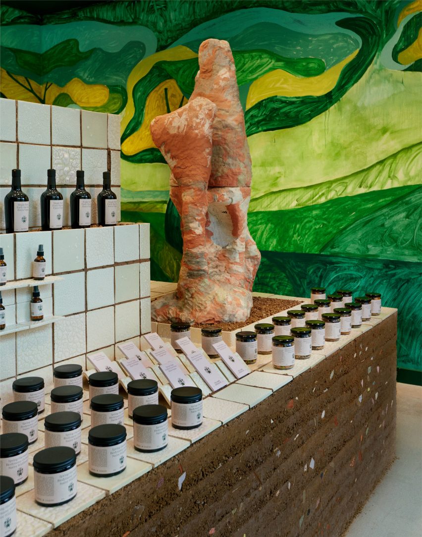Flamingo Estate's Harvest Shop pop-up features rammed-earth counter