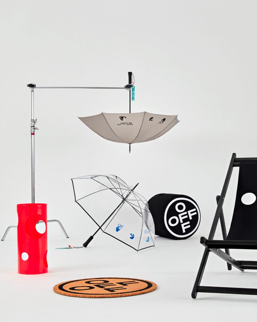 Doormats, umbrellas and umbrella stands in HOME collection by Off-White