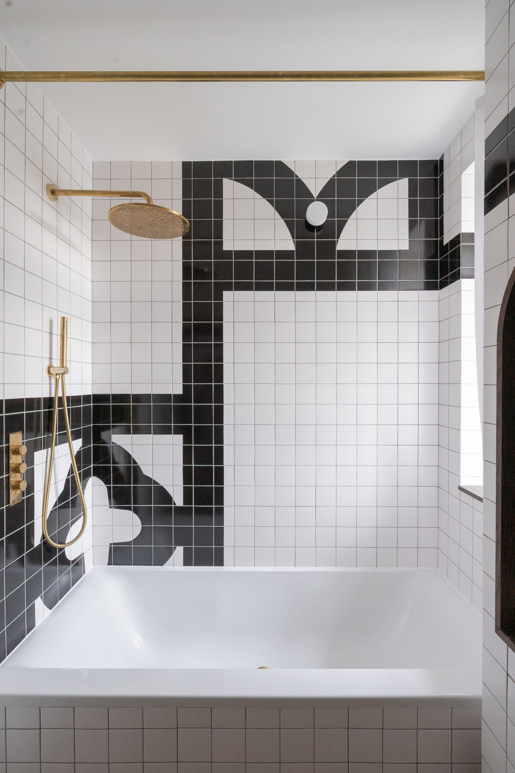 Bathroom with mock-Tudor tiles