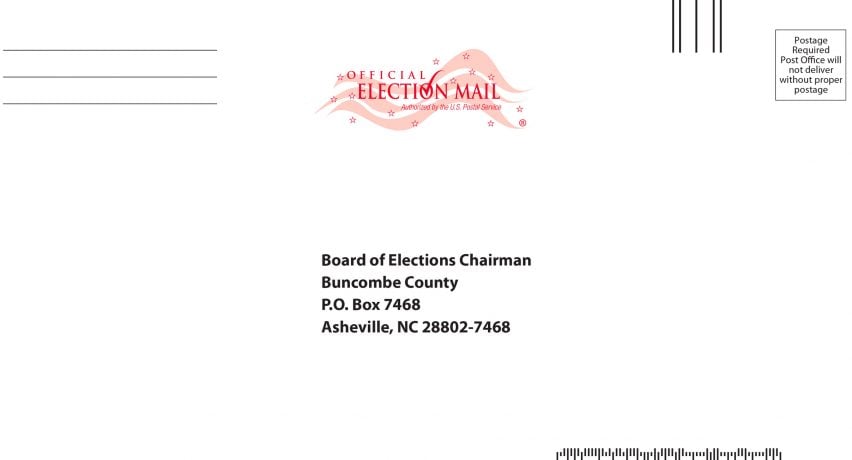 North Carolina mail-in envelope