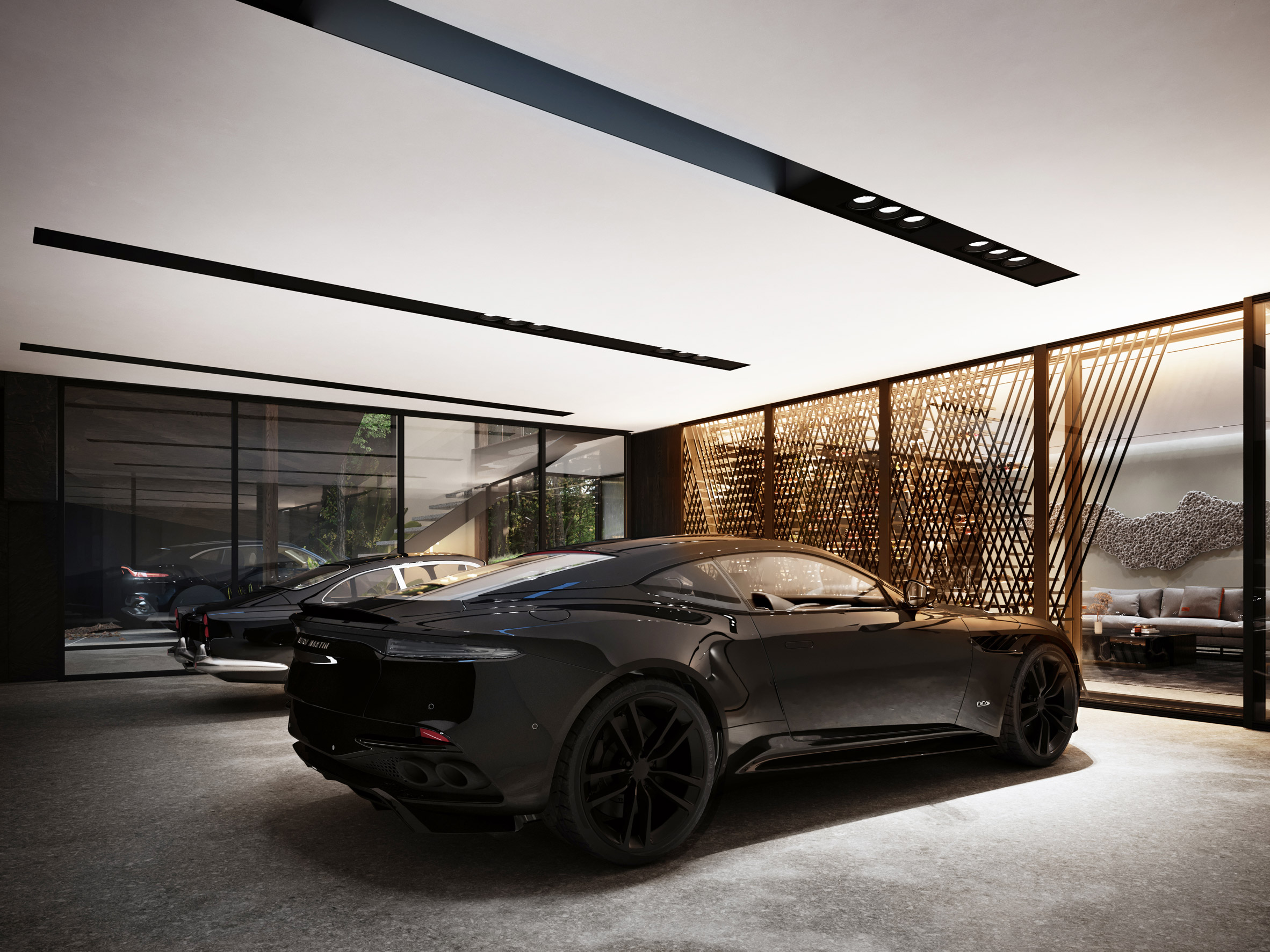 Garage of Sylvan Rock house by S3 Architecture and Aston Martin