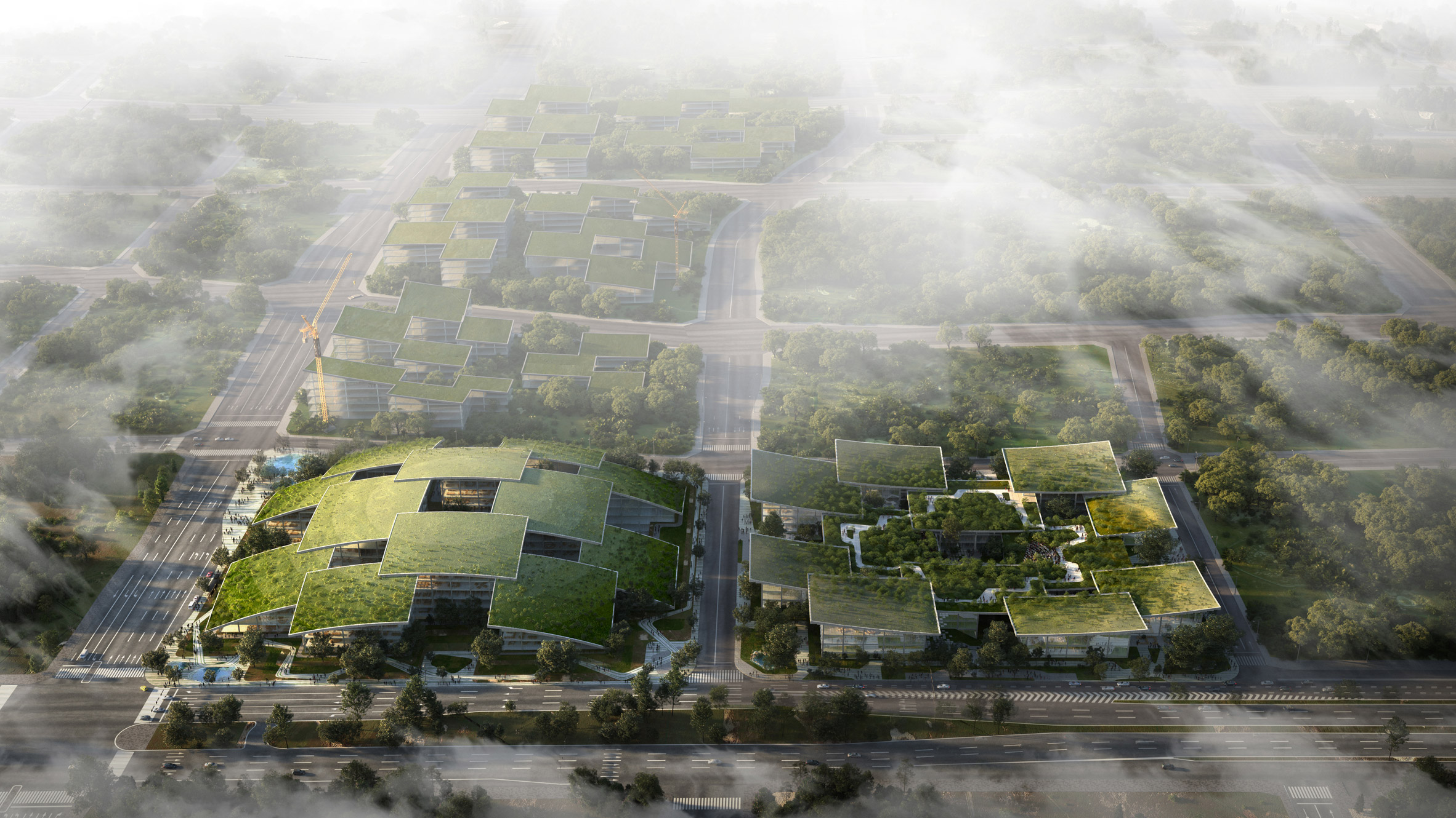 Green roods of AI City and Cloud Valley campus designed by BIG for Terminus Group