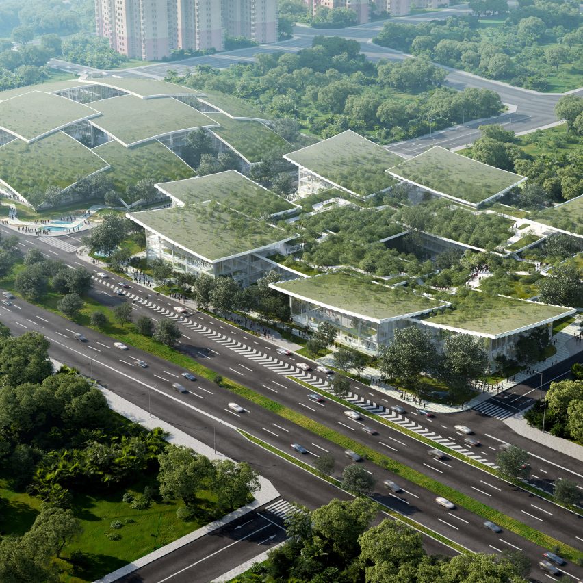 Renders for AI City and Cloud Valley campus designed by BIG for Terminus Group