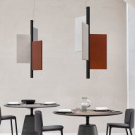 Trypta lamp by Luceplan and Stephen Burks features acoustic panels