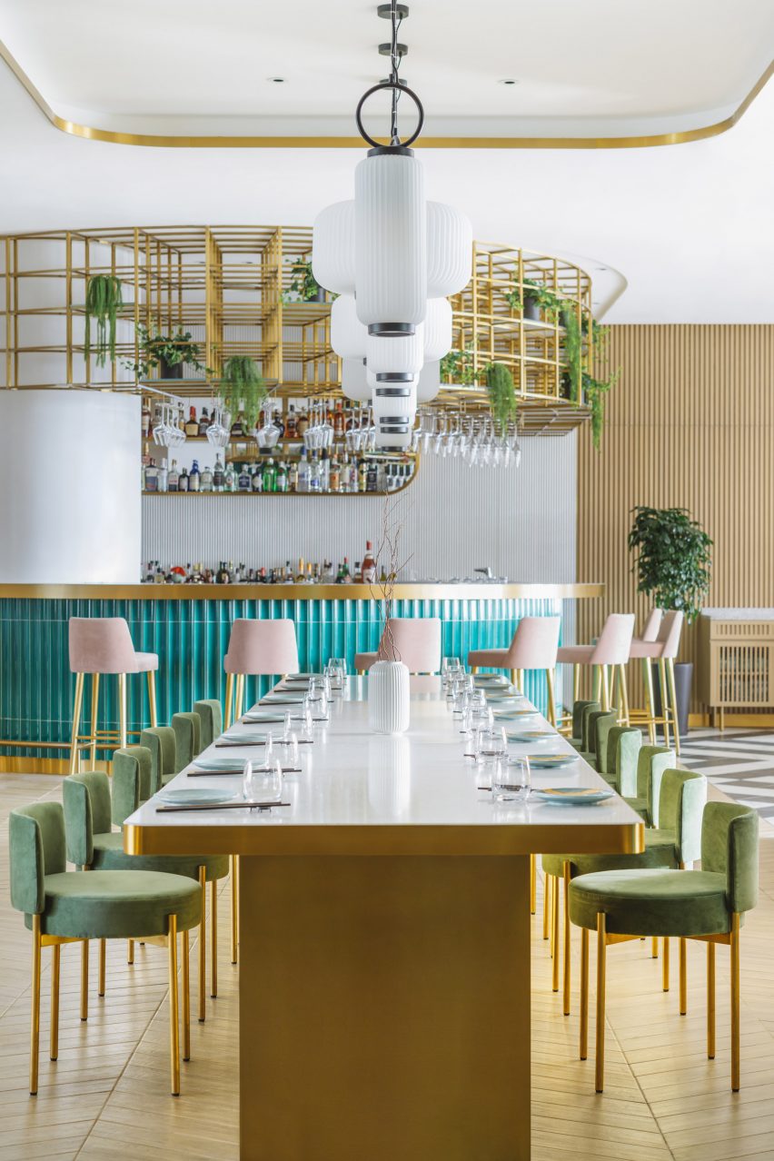Interiors of Yung's Bistro restaurant in Hong Kong