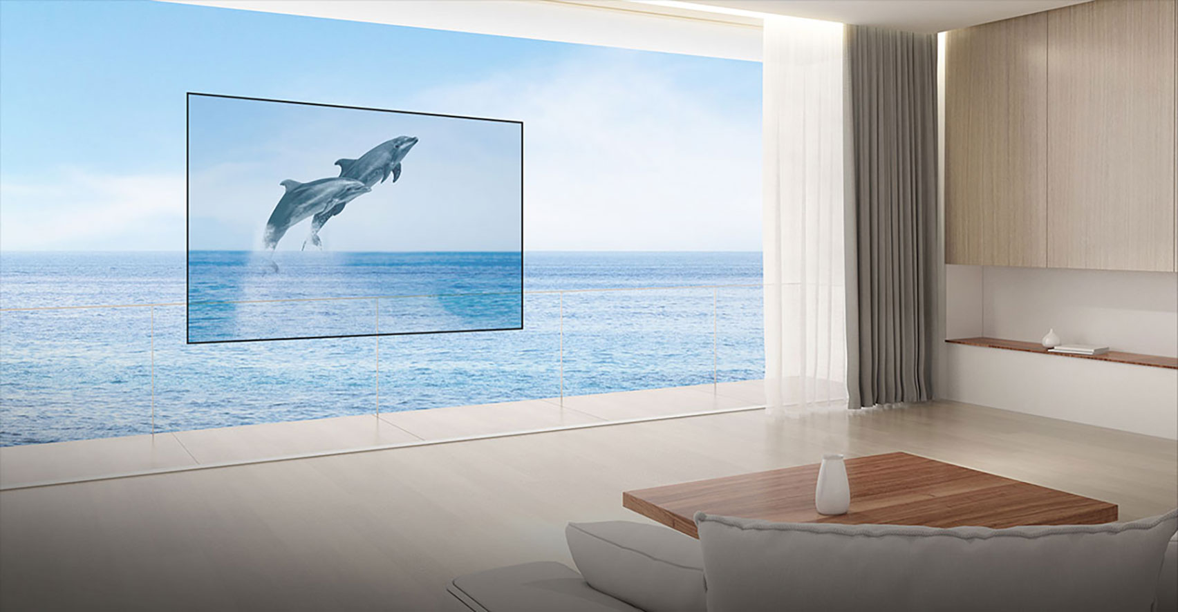 Render of a transparent OLED television by LG Display