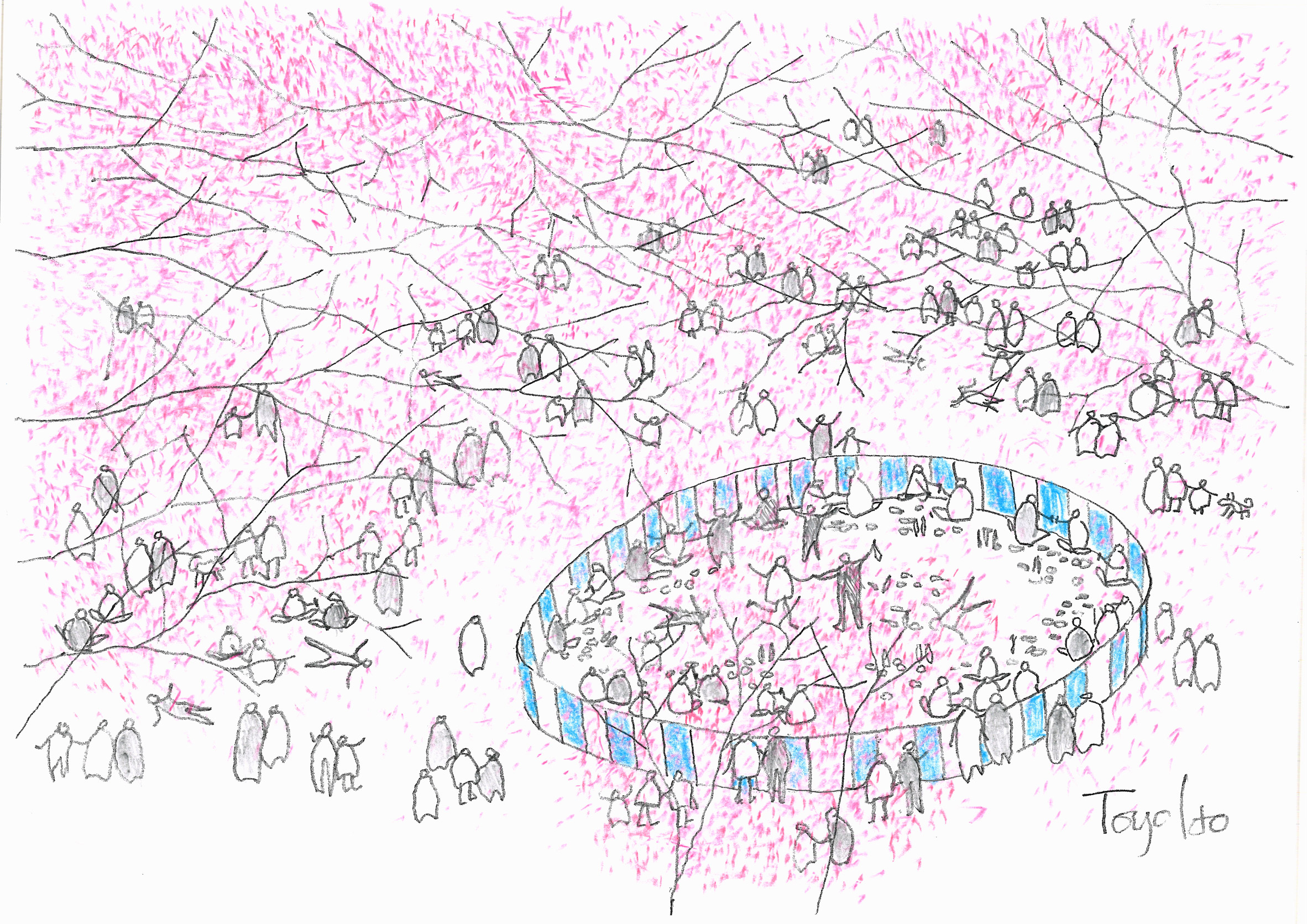 Toyo Ito's Under the Cherry Trees sketch for sale as part of the Architects for Beirut charity auction