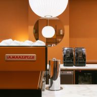 Orange interiors of Beam cafe in London