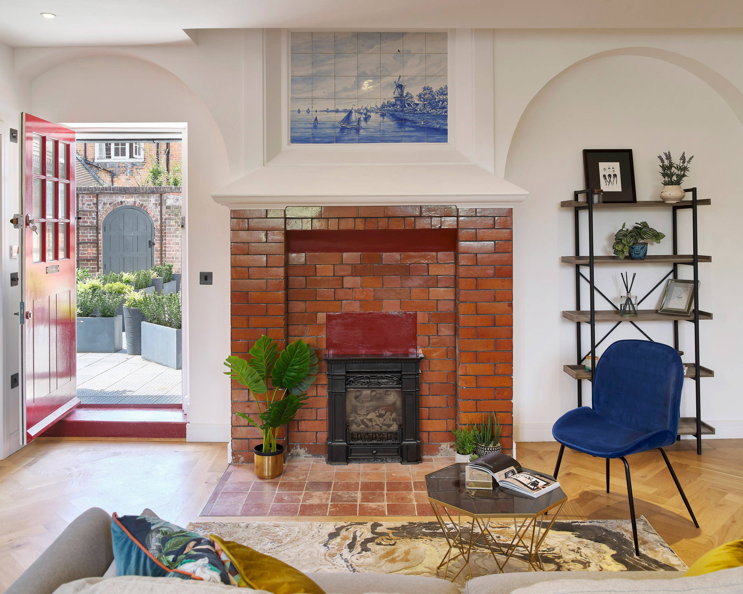 Fireplace in Belsize Fire Station, converted into apartments by Tate Harmer, London