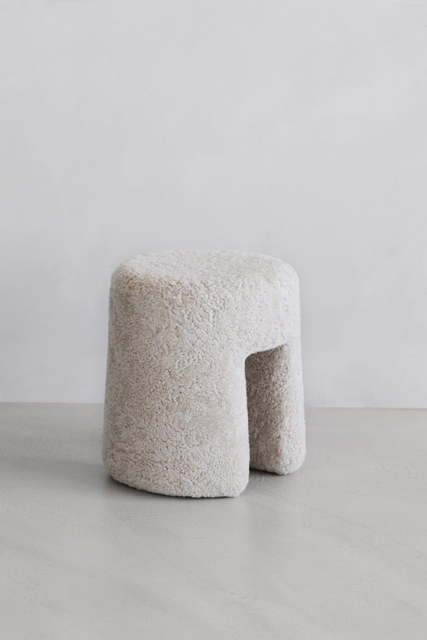 Space Copenhagen's fluffy Sequoia Pouf for Fredericia's Complements collection