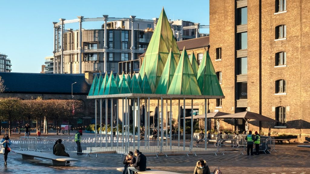 Sam Jacob Studio builds raised forest for King s Cross Christmas