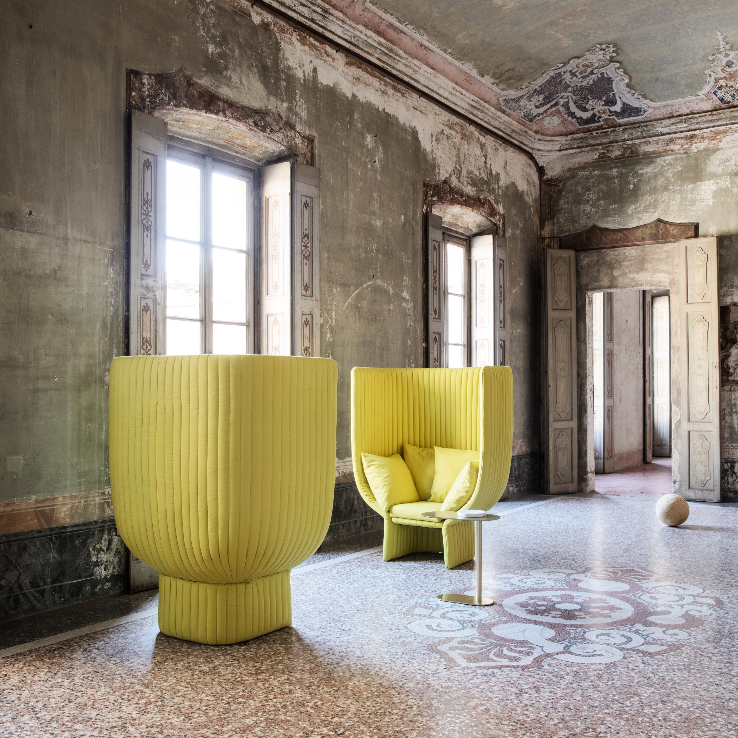 Ghisolfa sofa and chair designed by by Raffaella Mangiarotti for Italian brand IOC Project Partners