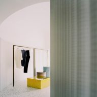 Closeup of curtains in Grifo210 boutique by Paritzki & Liani Architects