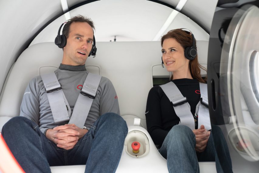 First human passengers sat inside the BIG-designed hyperloop capsule