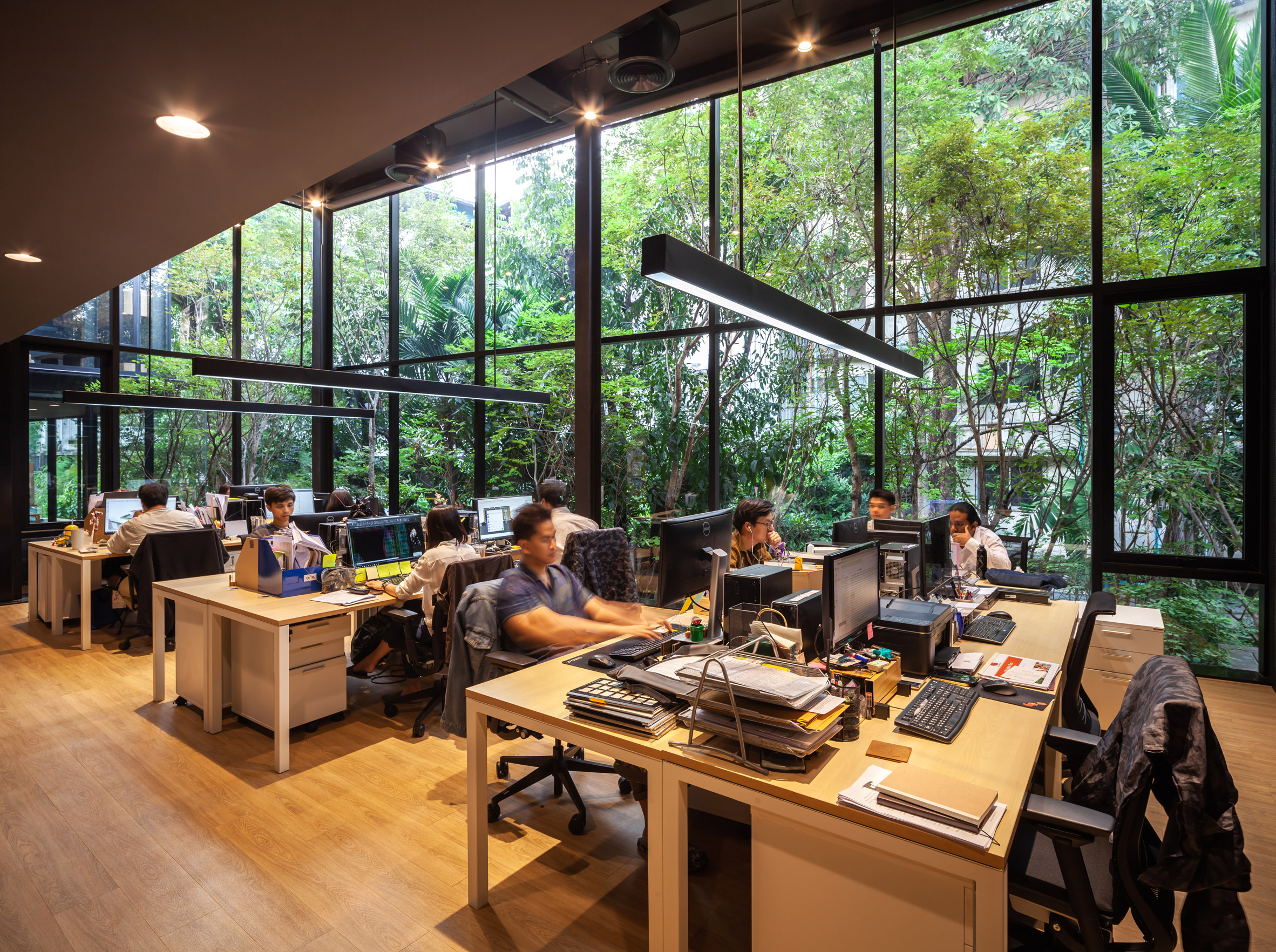 A workspace inside IDIN Architects Office in Bangkok, Thailand